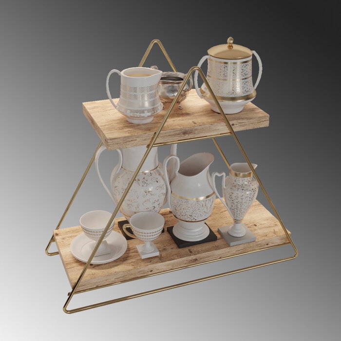 Hanah Home Estantería de pared de madera maciza Dorado y Marrón Hanah Home Estantería de pared de madera maciza Dorado y Marrón